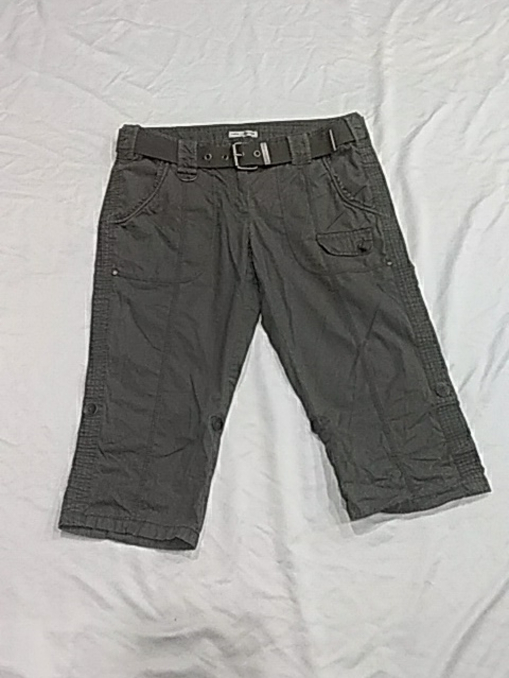 Dalia Collection Dark Green Cargo Capris with Belt